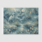 Moonlit Heron – Dreamy Nature Scene Decoupage 薄葉紙 (正面)