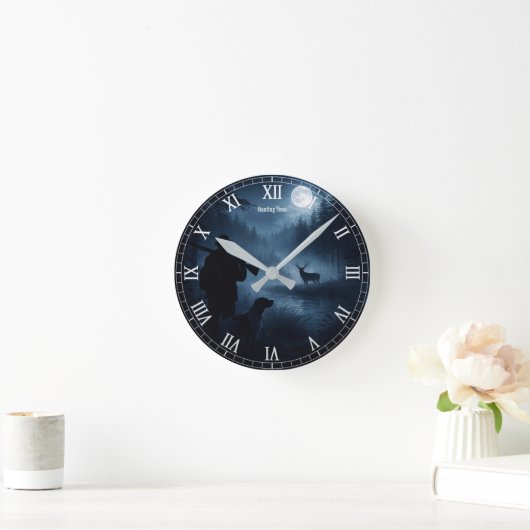 Moonlit hunt in the mist ラウンド壁時計 (ホーム)