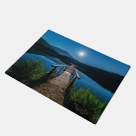 Moonlit Lake Dock Scenic Rug ドアマット