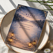 Moonlit Lake Forest Romance Wedding 出欠カード