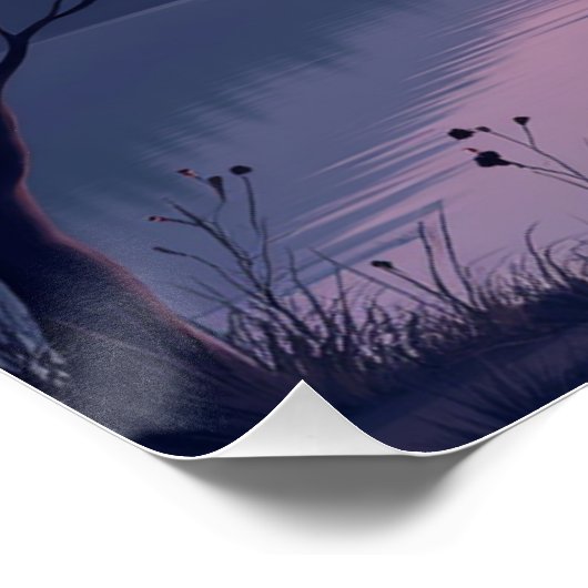 Moonlit Lake Romantic Night Valentine’s Day  ポスター (コーナー)