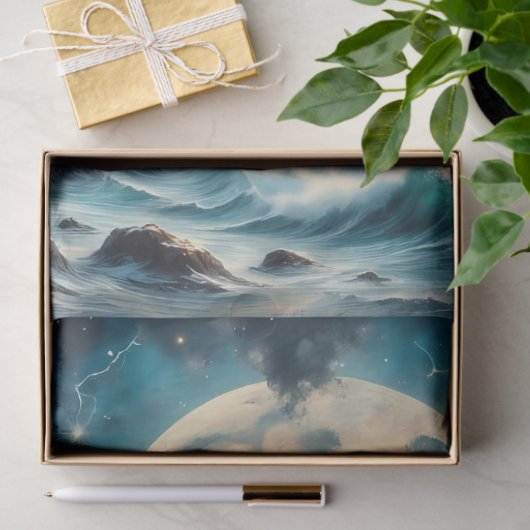 Moonlit Lighthouse Cliff – Fantasy Night Seascape  薄葉紙 (ギフト)