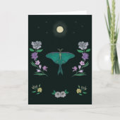 Moonlit Luna Moth Garden 5x7 Greeting Card カード (正面)