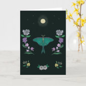 Moonlit Luna Moth Garden 5x7 Greeting Card カード (黄色い花)