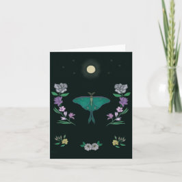 Moonlit Luna Moth Garden Small Greeting Card サンキューカード