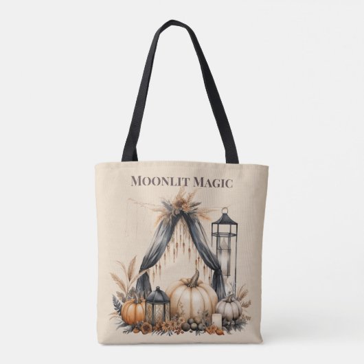 Moonlit Magic Boho Skull & Pumpkin - Autumn Witch トートバッグ (裏面)