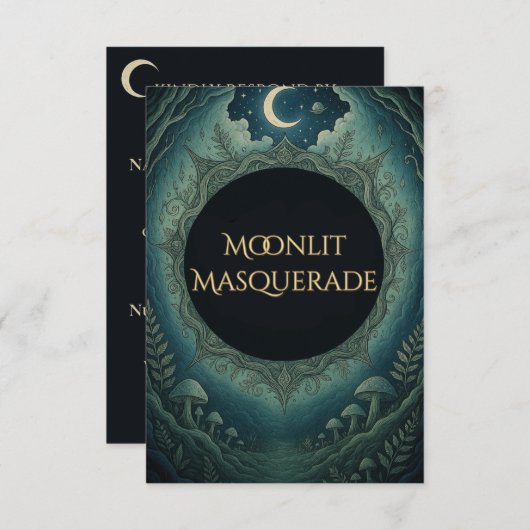 Moonlit Masquerade Elegant Halloween RSVP (正面/裏面)