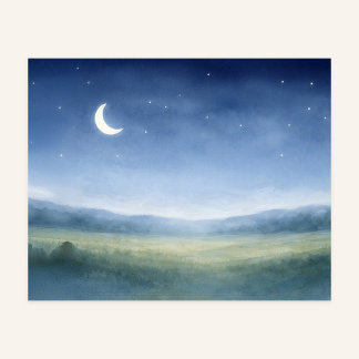 Moonlit Meadow Nursery Wall Art ポスター