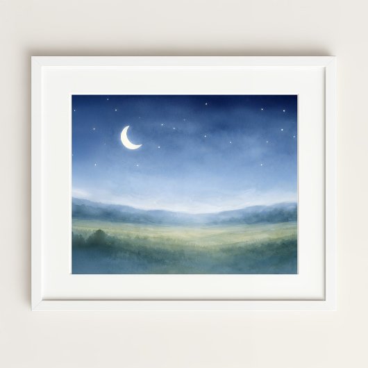 Moonlit Meadow Nursery Wall Art ポスター
