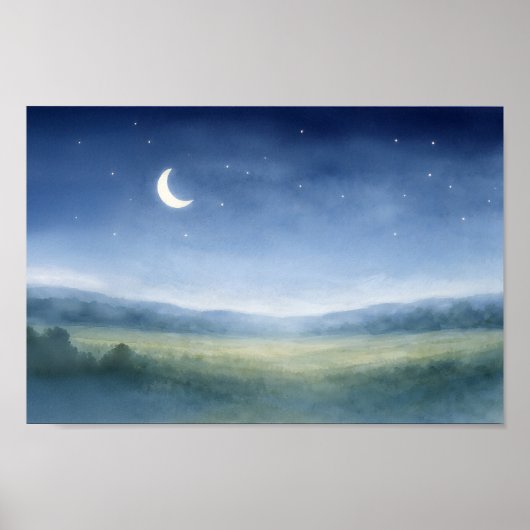 Moonlit Meadow Nursery Wall Art ポスター (正面)