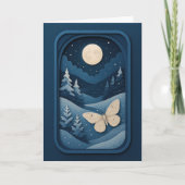 Moonlit Moth in Winter Forest Card カード (正面)