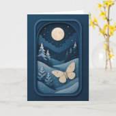 Moonlit Moth in Winter Forest Card カード (黄色い花)