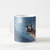 Moonlit Mountain Santa Reindeer Sleigh Christmas コーヒーマグカップ (正面左)
