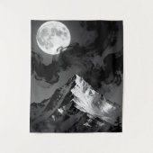 Moonlit Mountain Tapestry | Dark Ink Clouds  タペストリー (正面)