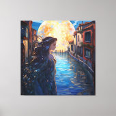 Moonlit Muse in Venice – Fantasy Canvas Wall Art キャンバスプリント (正面)