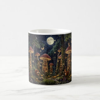 Moonlit Mushroom Library Fantasy Art コーヒーマグカップ
