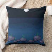 Moonlit Ocean Night Throw Pillow | Deep Blue Sea W クッション (ブランケット)