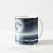 Moonlit Ocean Waves Celestial Night Sky コーヒーマグカップ (正面右)