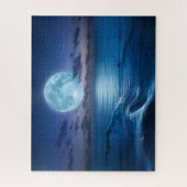 Moonlit Ocean Waves with Full Moon ジグソーパズル (縦)