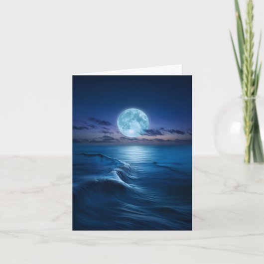 Moonlit Ocean Waves with Full Moon ノートカード (正面)