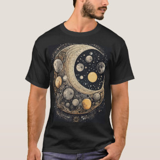 Moonlit Odyssey:抽象芸術月芸術 Tシャツ