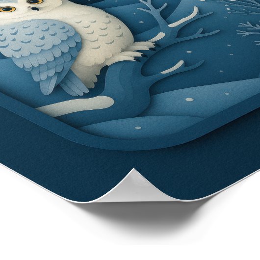 Moonlit Owl in Snowy Forest ポスター (角)