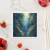 Moonlit palm leaves with fireflies, watercolor art スタンダードカクテルナプキン (インサイチュ)
