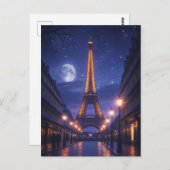 Moonlit Paris – Romantic Eiffel Tower Night ポストカード (正面/裏面)