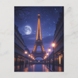 Moonlit Paris – Romantic Eiffel Tower Night ポストカード