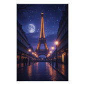 Moonlit Paris – Romantic Eiffel Tower Night Poster ポスター (正面)
