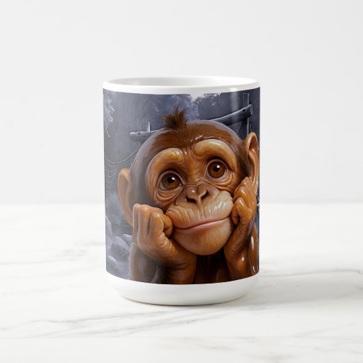 Moonlit Porcelain Chimp コーヒーマグカップ (中央)