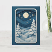 Moonlit River in Snowy Forest Card カード (正面)