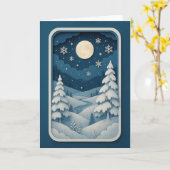 Moonlit River in Snowy Forest Card カード (黄色い花)