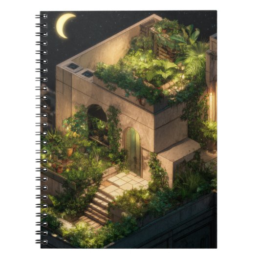 Moonlit Rooftop Garden Retreat Notebook ノートブック (正面)