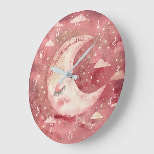 Moonlit Rustic Red Nursery & Kids' Room ラージ壁時計 (傾斜)