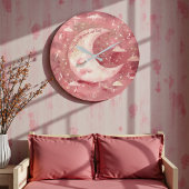 Moonlit Rustic Red Nursery & Kids' Room ラージ壁時計