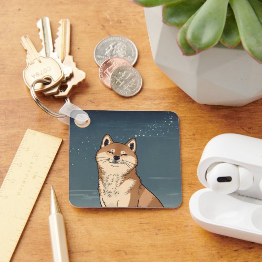 Moonlit Shiba Dog Keychain キーホルダー (デスク)