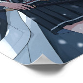 Moonlit Snow Samurai — Elegant Anime Girl Warrior ポスター (角)