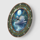 Moonlit Swan Stained Glass Art ラージ壁時計 (傾斜)