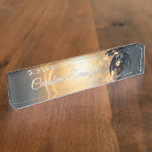 Moonlit Timekeeper – Steampunk Bat  デスクネームプレート (側面)