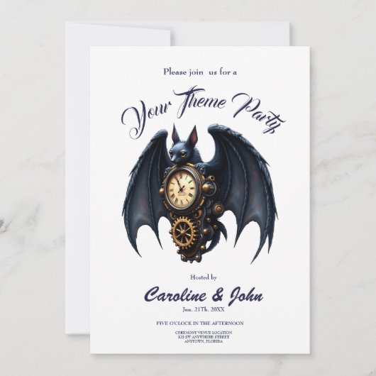 Moonlit Timekeeper – Steampunk Bat  招待状 (正面)
