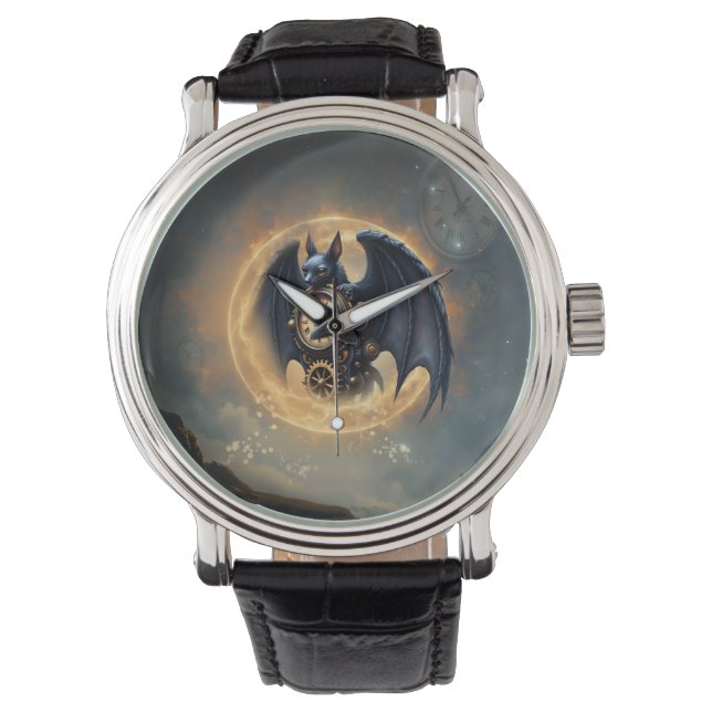 Moonlit Timekeeper – Steampunk Bat  腕時計 (正面)