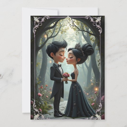 Moonlit Vows – A Cute Gothic Wedding Moment.  招待状 (裏面)
