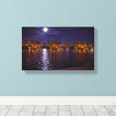 Moonlit Waterfront Cityscape Canvas Print | Night  キャンバスプリント (インサイチュ (ウッドフロア))