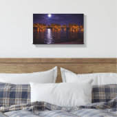 Moonlit Waterfront Cityscape Canvas Print | Night  キャンバスプリント (インサイチュ (寝室))