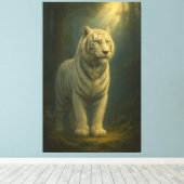 Moonlit White Tiger – Fine Art Portrait キャンバスプリント (インサイチュ (ウッドフロア))