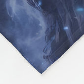 Moonlit White Tiger Guardian – Blue Fantasy Spirit フリースブランケット (角)