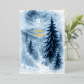 Moonlit Winter Forest Business Cozy Snowy Scene 箔シーズンカード (立ち正面)
