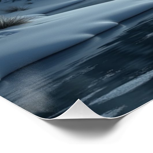 Moonlit Winter Lake – Serene Night Landscape Art ポスター (コーナー)