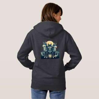 Moonlit Wolf Pack Guardians | Mystical Compass Art パーカ